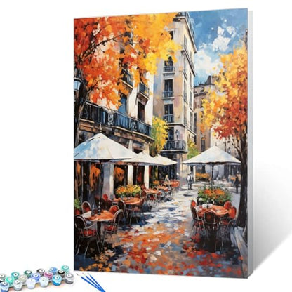 Tucocoo Madrid Landscape Paint by Bumbers for Adults Spain Town Scenery DIY Paint by Numbers Acrylic Paint Canvas Abstract Beautiful Landscape Graffiti Painting Kits Art 16x20 Inch （Without Frame） - color: Spain Scenery 04, size: 16''x20''(Frameless)