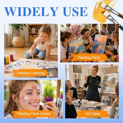 3 Pack Canvases for Painting with Multi Pack 11x14, 5x7, 8x10, Painting Canvas for Oil & Acrylic Paint, ESRICH 25Pcs Paint Brushes Set, 7 Shapes Paintbrushes for Acrylic Painting