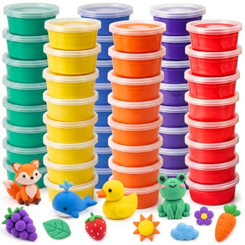 VioraWhite 48 Pcs Air Dry Clay Bulk 1.6lb Modeling Clay Kit,Multicolor | Soft & Stretchable, Magic Foam for Kids, DIY Molding, Arts & Crafts, Boys Girls Party Favors, Cosplay Sculpting Supplies - color: Multicolor