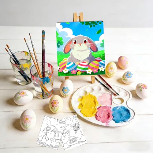 Niteform 12 Packs Easter Pre Drawn Canvas to Paint - 5x7 in Pre Printed Canvas Boards, Pre Stretched Outline Painting Kits for Beginners, Adults, Party Favors & Spring Craft Activities - style: 5*7-easter