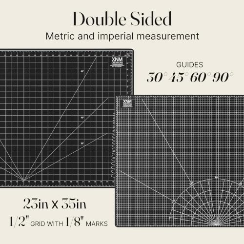 XNM Premium Self Healing Cutting Mat - 24 Inches by 36 inches - A1, 3 Layer Quality PVC Construction - Dual Sided, Imperial and Metric Grid Lines - Perfect for Cutting, Sewing, and Crafts - size: 36"L x 24"W
