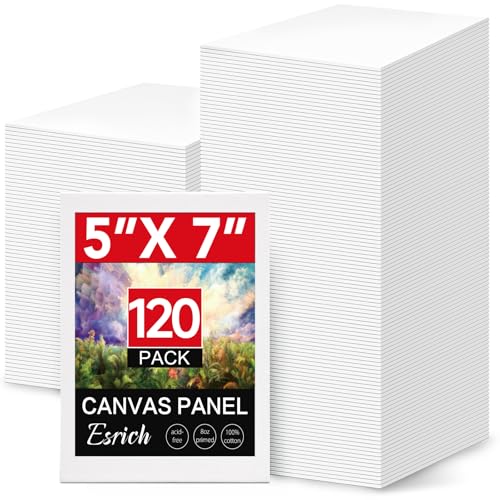 ESRICH 120 Pack 5x7 Inch Small Canvases for Painting, Painting Canvas 5x7 Inch Cotton Primed Acid Free Mini Blank Canvas Panels for Oil Paint,Watercolor,Acrylic Paint, Gouache, Tempera - size: 5x7in 120pack