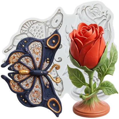 Butterfly Rose Polymer Clay Molds Butterfly Flower Silicone Mold - color: Style K