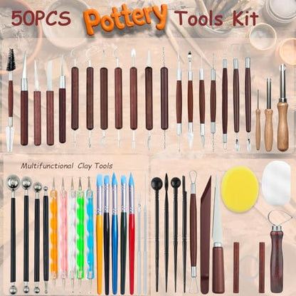 50PCS Clay Sculpting Tools Set with Storage Bag, Pottery Tools for Adult