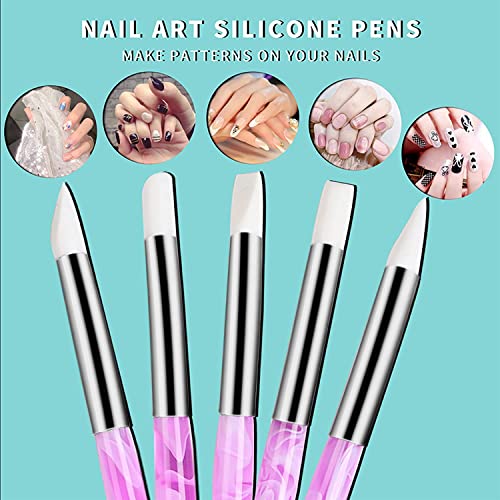 BQAN Silicone Nail Art Pen 5Pc for Sculpting, Drawing & Shaping - color: Purple
