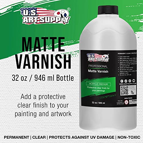 U.S. Art Supply 32 oz Acrylic Sealer, Matte Varnish for Acrylic Painting - size: 32-ounces