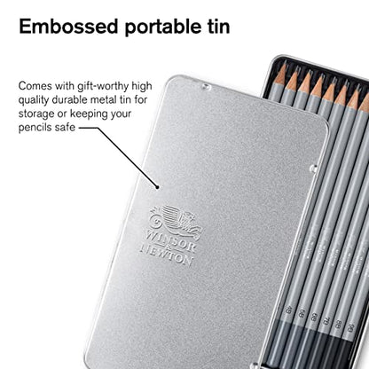 Winsor & Newton Studio Collection, Graphite Pencils, Set of 12 | Soft, Thick Core pencils, Varied Hardness, Soft Smooth Texture, Easy Blending, Stylish Metal Tin Included, High Quality Lead - style: 12 Graphite Pencils