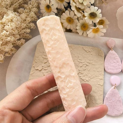 Flower Texture Clay Roller Clay Molding Tool Fashion Practical Lightweight Portable for Artwork DIY Crafts Jewelry Making Pottery Roller Tool
