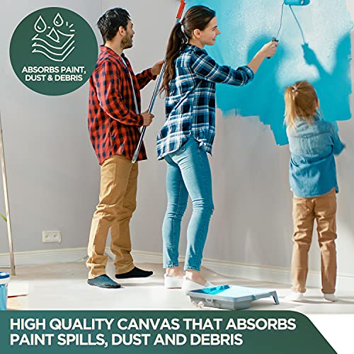 CCS Canvas Drop Cloth for Painting – All Purpose Cotton Duck Cloth Tarp for Curtains, Tablecloths, Backdrops – Washable & Reusable Floor Cover & Dust Sheet for Furniture (6-Pc, 5x20 Ft) - size: 5 by 20 Feet (Set of 6)