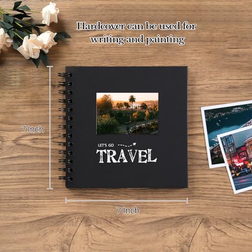 potricher 7 x 7 Inch Small DIY Scrapbook Photo Album 40 Pages, Black - color: Black, size: 7 Inch 40 Pages