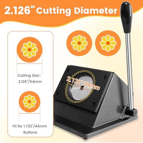 1.732"/44mm Button Paper Cutter,2.126"/54mm Diameter Circle Cutter Circle Punch,Graphic Punch, 54mmDie Cutter Round Paper Cutter for Making 1.732"/44mm Buttons Making(2.126"/54mm Cutting Diameter)