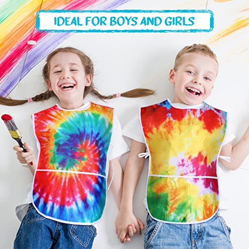 SATINIOR 2 Pcs Kids Art Smock Toddler Apron Artist Painting Apron | Painting Smocks for Kids, Toddler Paint Smock, Waterproof, Sleeveless, Boys Girls, with 3 Pocket, for Age 3-10 Years - style: Rainbow