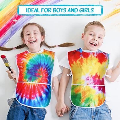 SATINIOR 2 Pcs Kids Art Smock Toddler Apron Artist Painting Apron | Painting Smocks for Kids, Toddler Paint Smock, Waterproof, Sleeveless, Boys Girls, with 3 Pocket, for Age 3-10 Years - style: Rainbow
