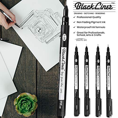 Pacific Arc Blackliner Fine Line Drawing Pen Sets 4 Assorted fine - size: 1 Count (Pack of 4)