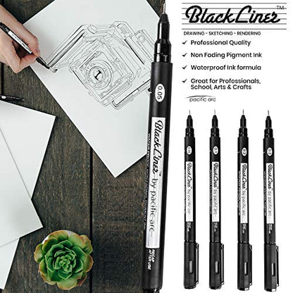 Pacific Arc Blackliner Fine Line Drawing Pen Sets 4 Assorted fine - size: 1 Count (Pack of 4)