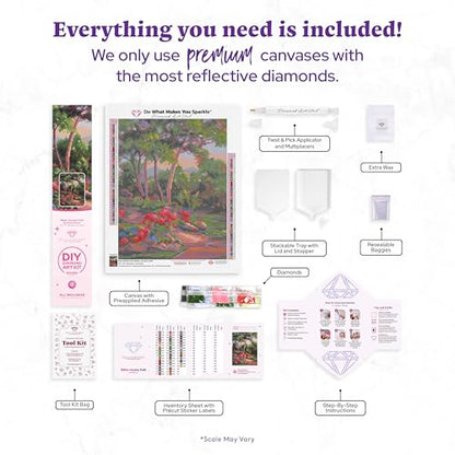 DIAMOND ART CLUB Bibler Garden Path Diamond Art Kits for Adults | Premium Diamond Painting Kit, Fun DIY Crafts for Adults, Round Diamond Art Canvas, 13" x 17" (33 x 42.7 cm) - color: Bibler Garden Path