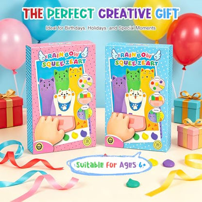 Rainbow Squeeze Art Kit, Creative Squeegee Painting Kit DIY Postcards Scratch Art Party Favors Novelty Birthday Gifts,2026 Upgrade Magic Rainbow Scratch Paper Art Set (B)