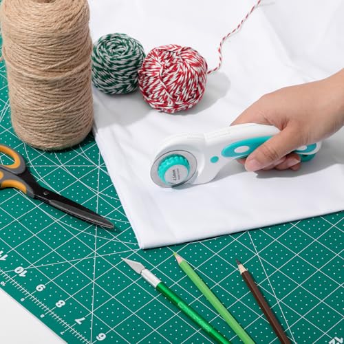 Lasnten Rotary Cutter Set 18 x 24 Inch Folding Extra Large Self Healing Cutting Mat, 45mm Fabric Cutter, 5pcs Rotary Blades, Acrylic Ruler, Knife Set for Sewing, Crafting, Patchworking, Art, Clay