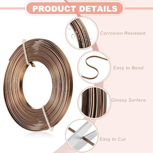 uxcell 18 Gauge Flat Aluminum Wire, 16.40 ft 5mm Wide Aluminum Crafts Wire for Flower Bonsai Crafts Carving DIY Bezel Sculpting Gem Metal Wrap, Brown - color: Brown, size: 5mm