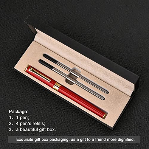YIVONKA Luxury Ballpoint Pen Black Refill Line width 0.5mm,Best Office Pen Gift for Men & Women Professional Executive,Nice BallPens Classy Gift Box (Red) - color: Red