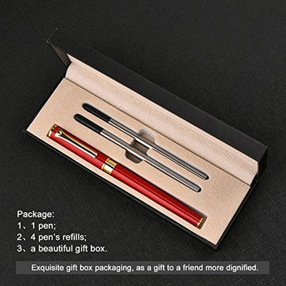 YIVONKA Luxury Ballpoint Pen Black Refill Line width 0.5mm,Best Office Pen Gift for Men & Women Professional Executive,Nice BallPens Classy Gift Box (Red) - color: Red