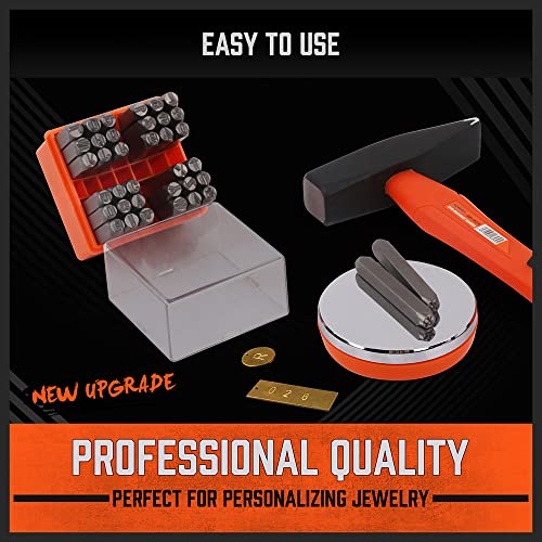 HORUSDY 37-Piece Easy-to-Pick Metal Letter & Number Stamp Set, 1/4” (6mm), Includes Star Symbol, Letter Punch Set for Jewelry, Metal, Leather & DIY Stamping - color: (1/4”) 6mm
