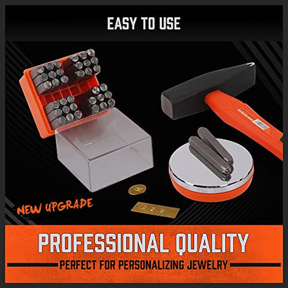 HORUSDY 37-Piece Easy-to-Pick Metal Letter & Number Stamp Set, 1/4” (6mm), Includes Star Symbol, Letter Punch Set for Jewelry, Metal, Leather & DIY Stamping - color: (1/4”) 6mm