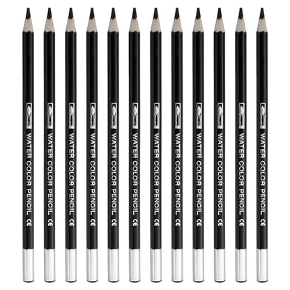 PATIKIL Watercolor Pencil, 12Pcs Water Soluble Pencils for Blending, Coloring, Sketch Drawing, Painting, Black - color: Black