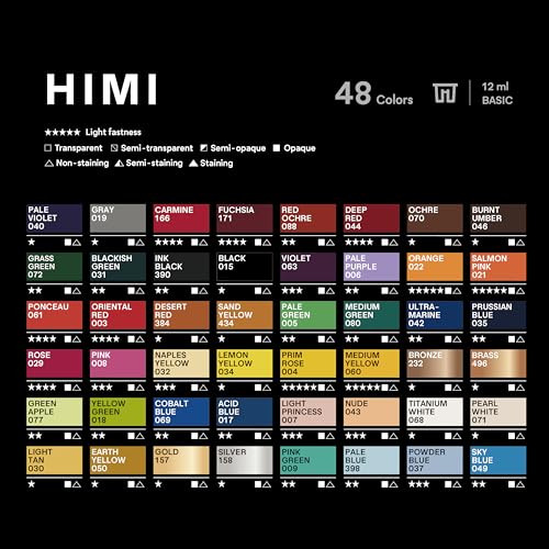 HIMI Twin Cup Jelly Acrylic Paint Set, 48 Colors 12g, High Viscosity, Blendable, Paints on Rocks Crafts Canvas Wood, Fabric, Ceramic & Stone, Art Craft Paints Gifts for Artists Beginners & Painters - color: 48colors