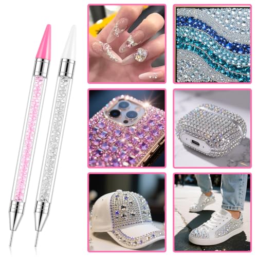 Rhinestone Picker Tool-2Pcs Bedazzling Pen with 4 Extra Wax Heads