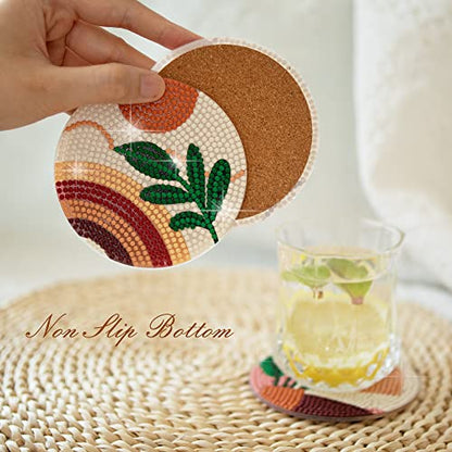 Temlum 6 Pcs Diamond Art Coasters Kits for Adults & Teens, Plants - color: Plants Coasters