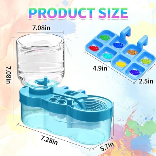 BoAn 2026 Upgraded Paint Brush Cleaner Tool, Paint Brush Rinser Water Circulation Cup with Brush Holder & Palette, All-in-One Paint Brush Washer for Watercolor Acrylic Painting Art Supplies (Blue) - color: blue