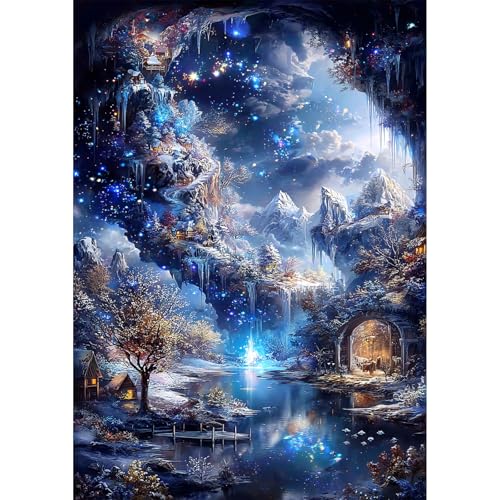 MAXBYE Diamond Art Kits for Adults, Magical Ice Cave Fantasy Landscape 5D Full Drill Diamond Painting Kit for Beginners, DIY Gem Art Craft for Home Wall Decor, Girls Birthday Presents 12x16in - color: ZD056