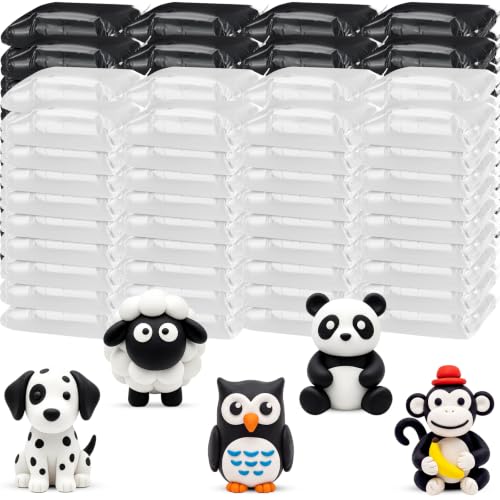 WinnerWhy 144 Pcs Total 76oz Air Dry Clay Soft Non-Toxic Molding Clay for DIY Arts Craft Sculpting Molding Projects Rewards Supplies (White,Black) - color: White,Black
