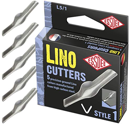 ESSDEE 0.5mm Linoleum Cutter Tool - No. 1 Size Lino Blades - High Carbon Steel - Pack of 5 - Made in UK - size: No 1