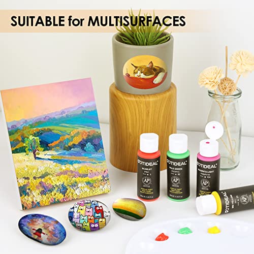 GOTIDEAL Bulk Canvases for Painting, 11x14 inch Value Pack of 40 with Acrylic Paint Set with 10 Brushes, 18 Colors(59ml, 2 oz)