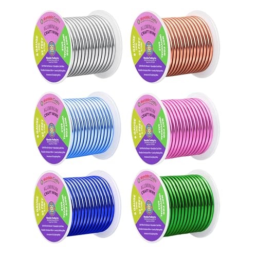 Mandala Crafts 8 GA Pink Green Blue Assorted Anodized Aluminum Craft Wire - color: Silver Copper True Blue Pink Ice Blue Kelly Green, size: 8 Gauge 20X6 Feet
