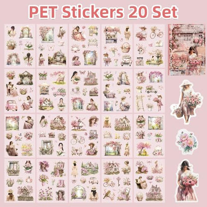 Uideyvi Dream Theme Sticker Scrapbooking Supplies for Junk Journal, 20 Sheets PET Stickers(TZ-001-007) - color: Dream theme