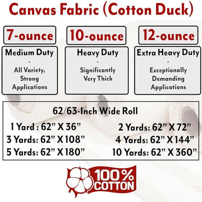 Barcelonetta | Canvas Fabric | Cotton Duck | Heavy | Natural 10oz | 62'' Wide | Arts & Crafts, Backings, Covers, Placemats (1 Yard) - color: Natural 10oz, size: 1 Yard