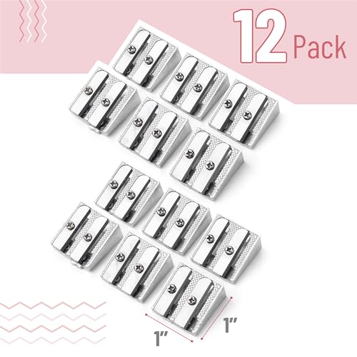 Mr. Pen- Handheld Metal Pencil Sharpener, 12 Pack | 2-Hole Dual Size (Standard & Jumbo), Bulk Silver Metal Manual Pencil Sharpeners for Graphite & Colored Pencils, School - color: Steel, size: 12 Pack