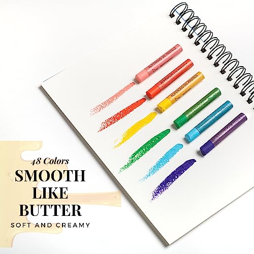 Oil Pastels - 48 Colors soft pastels for artists - oil pastel set - pastels art set - portfolio oil pastels professional - pastels art supplies for kids - pastel kit - style: Use by Professional