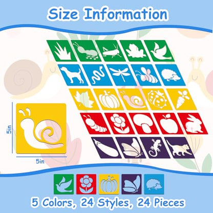 24 Pcs Stencils for Kids Garden Themed Outside Sidewalk Chalk Stencils 5" - size: Garden 5 Inch