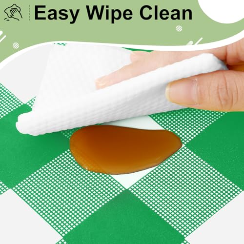misaya 4 Packs 54 x 78 Inch Buffalo Disposable Table Cloth, Waterproof Plastic Tablecloth, Rectangle Green and White Checkered Table Covers for Picnic, Birthday, Party, Back to School - color: Green and White, size: 54" X 78"