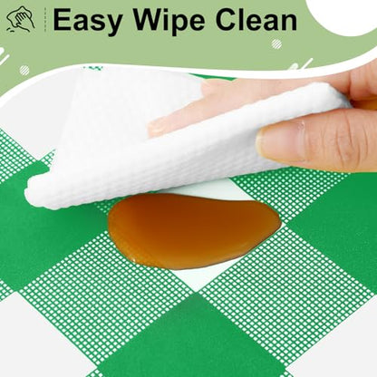 misaya 4 Packs 54 x 78 Inch Buffalo Disposable Table Cloth, Waterproof Plastic Tablecloth, Rectangle Green and White Checkered Table Covers for Picnic, Birthday, Party, Back to School - color: Green and White, size: 54" X 78"