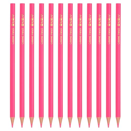 PATIKIL Pink Colored Pencils Set,12 Pcs Oil Color Pencils | Wooden Coloring Drawing Pencil for Artists Art Painting Office Home Beginner - color: Pink