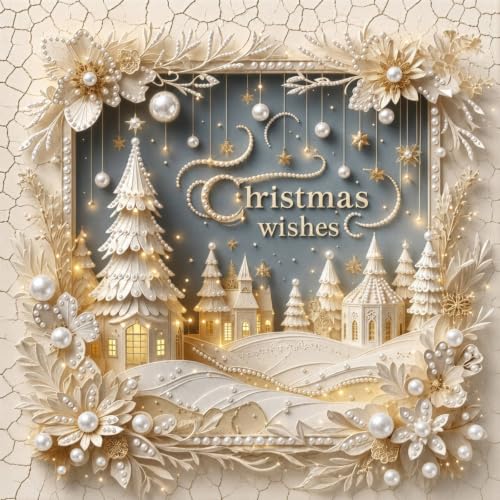 Pearl Christmas Wishes Town Diamond Painting Kits for Adults,5D Diamond Art - color: PL26-1