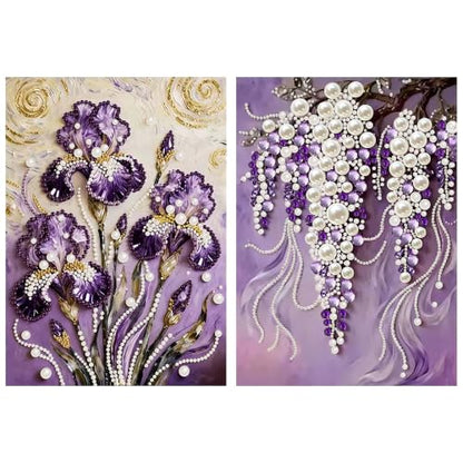 2 Pack Flower Diamond Art Pearl Painting Kits for Adults (12×16 inch) - color: WYZ181+WYZ182
