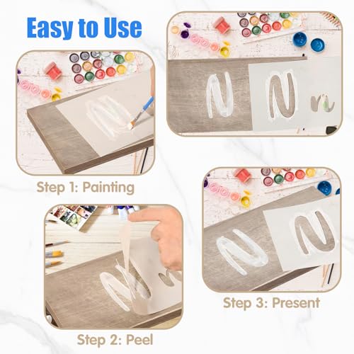 45PCS Reusable Letter Stencils, Alphabet Numbers Painting Stencil Kit | Reusable stencils with letters, numbers, and punctuation for painting on wood, fabric, chalkboards, walls, and DIY crafts