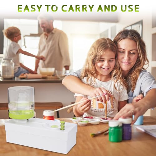 Upgraded All in 1 Paint Brush Cleaner Tool Paint Brush Rinser Paint Water Dispenser Painting Station for Acrylic, Watercolor, Oil Christmas&Birthday Gift for Kids（Give 4 Pen & Pen holder & paint tray） - color: 01 Green