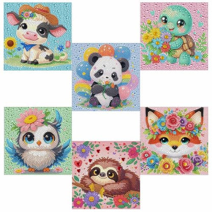 JATOK Diamond Art Kits for Kids, Gem Craft Kits, 6 Pack, Animals, 6 x 6 in - color: Amber